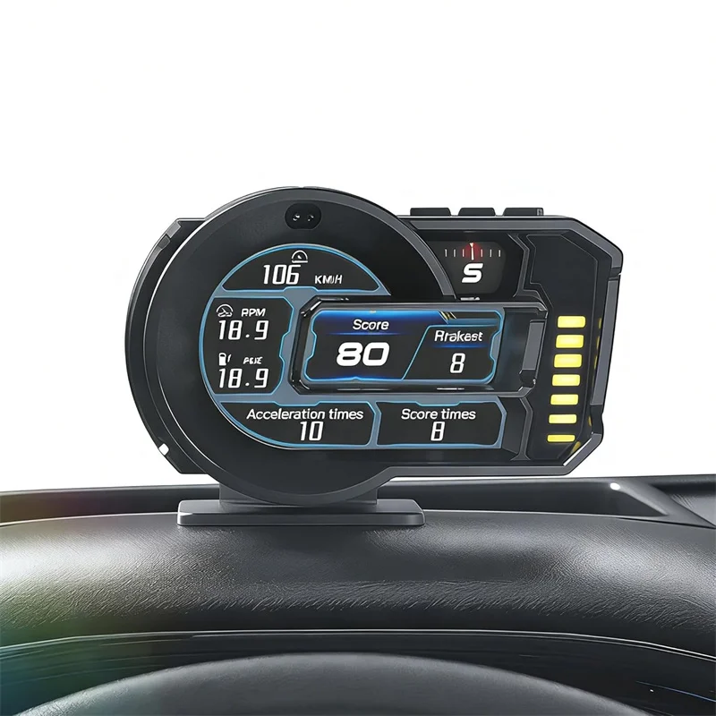 

HUD Obd2 Gauge Display Multifunctional Speed Monitor Gesture Recognition Car Data Instrument for Dashboard Use