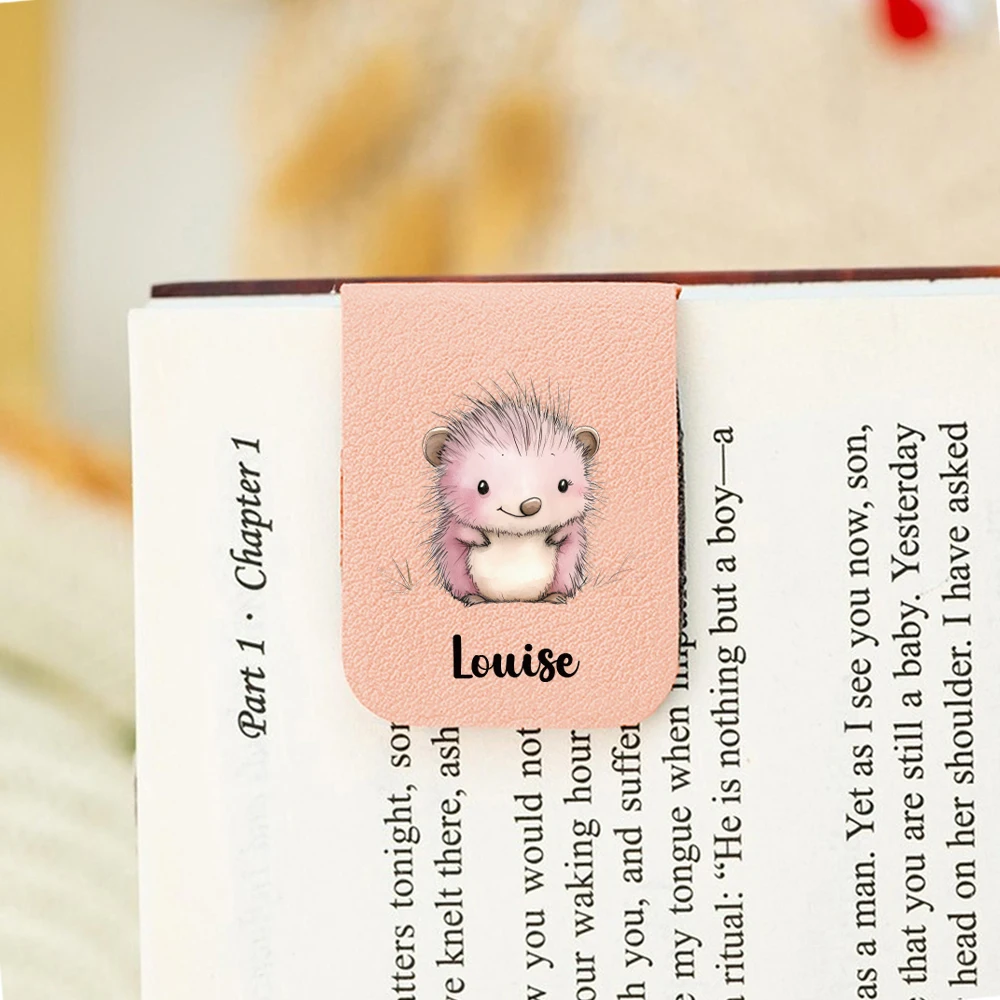 1PC Diy Little bear Customized Name Print Softpink Magnetic Book Mark For Educational Supplies view 4