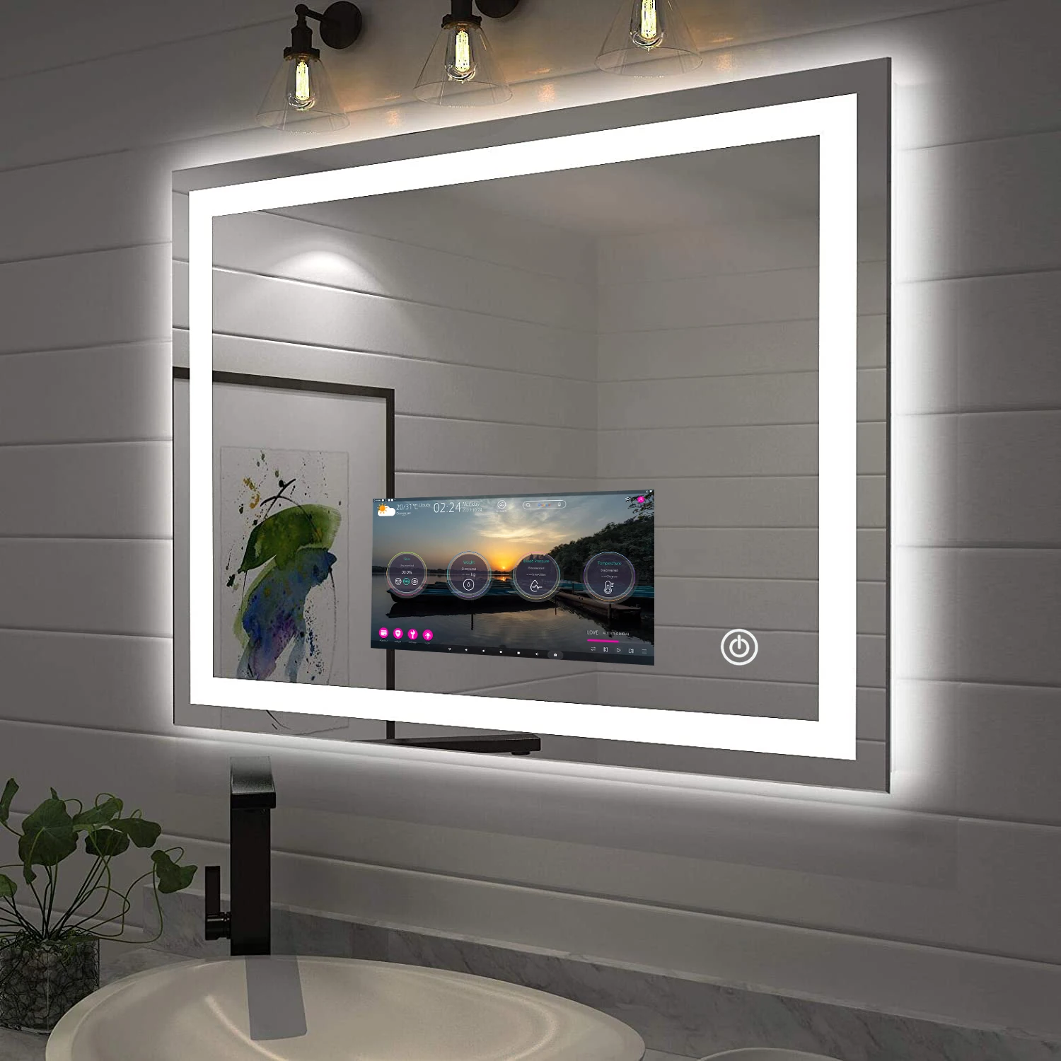 

High Quality Luxury Smart TV Mirror Modern Design Bath LED Android Mirror For Salon/Barber For Gym Use