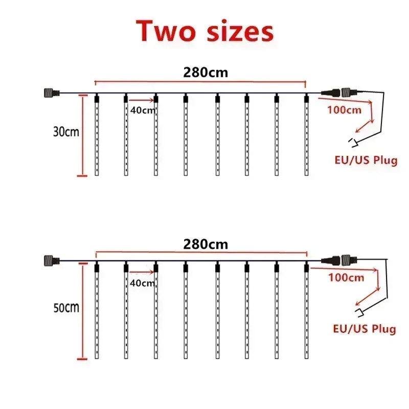 مصباح مطر LED نيزك للاستحمام ، ضوء سلسلة الأعياد ، إضاءة الحديقة ، الكريسماس ، ديكور الزفاف ، مصباح خرافي ، حفلة ، 1 ، 2 ، 3 ، 4 مجموعة ، 30 ، 50