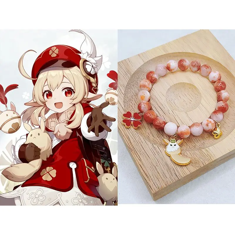 

Game Impact Tighnari Klee Kazuha Shenhe Elegant White Blue Brown Beads Bracelet Handmade Elastic Rope Women Birthday Jewelrys