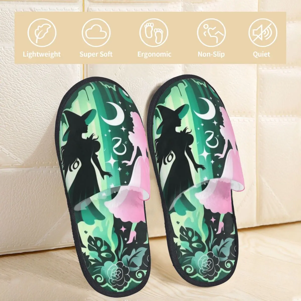 Winter Home Cotton Slippers Wicked Elphaba & Glinda Merch Household Fur Slides Slippers Bedroom Movie Cozy Non-skid Slides