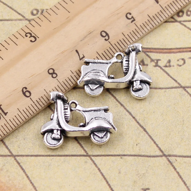 8pcs Charms Motorcycle Scooter Electric Cars 13x23mm Antique Silver Color Pendants Making DIY Handmade Tibetan Finding