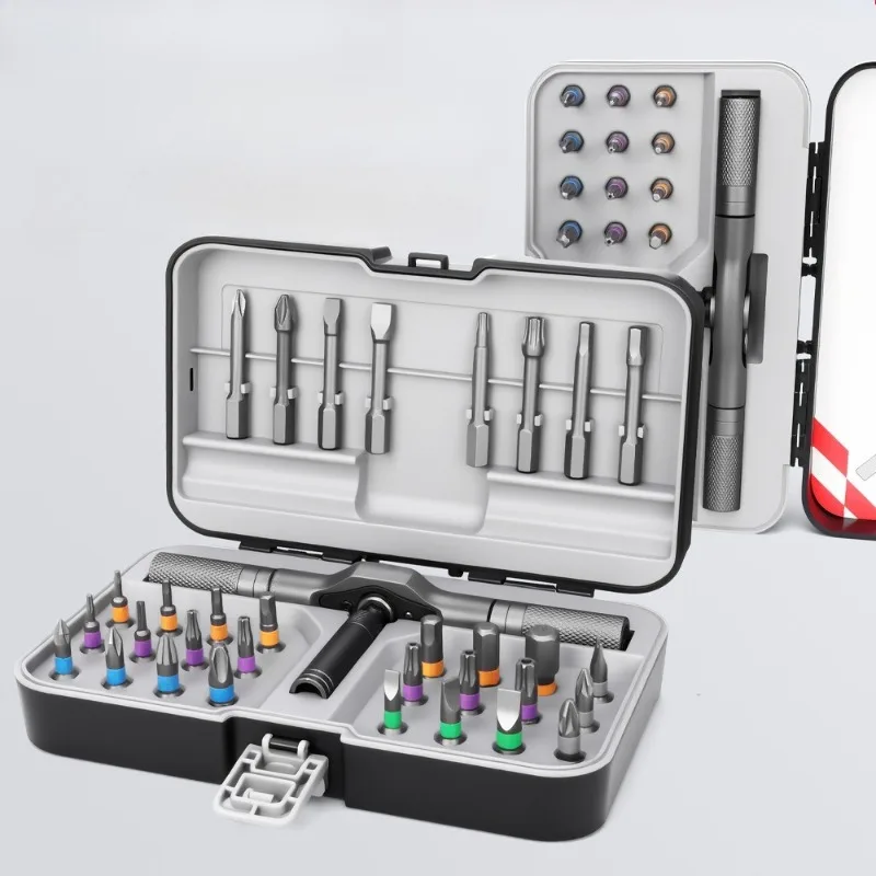

Strong Magnetic Bit Ratchet Screwdriver Kit, 25/33-in-1 Multifunctional, Compact Portable Repair Tool for Household Use