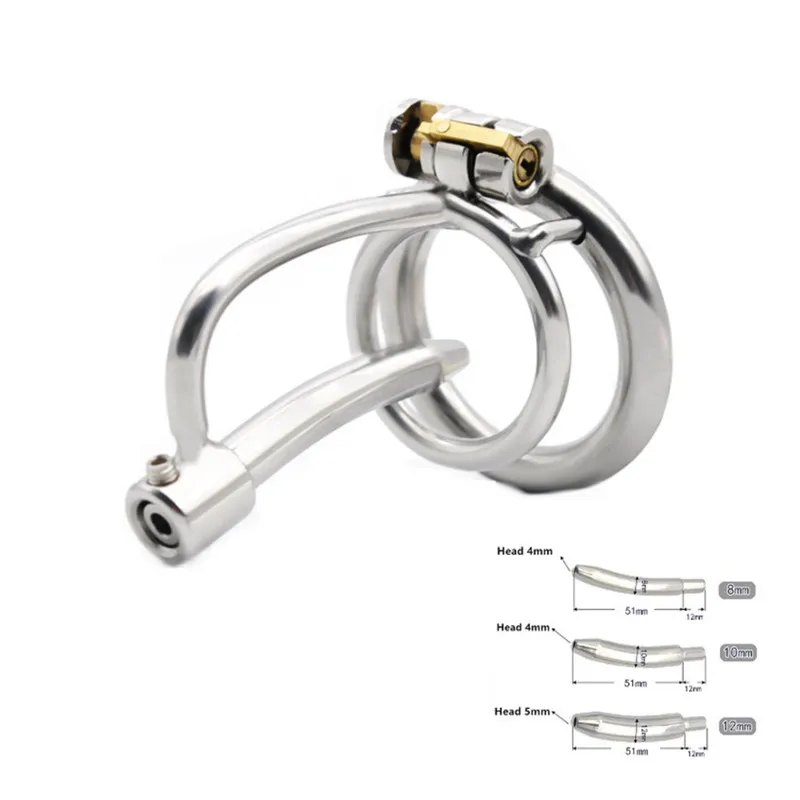 Male Chastity Cage Stainless Steel with 8/10/12 Mm Urethral Catheter Penis Lock Penis Ring Device Men\'s Adult Erotic Sex Toys