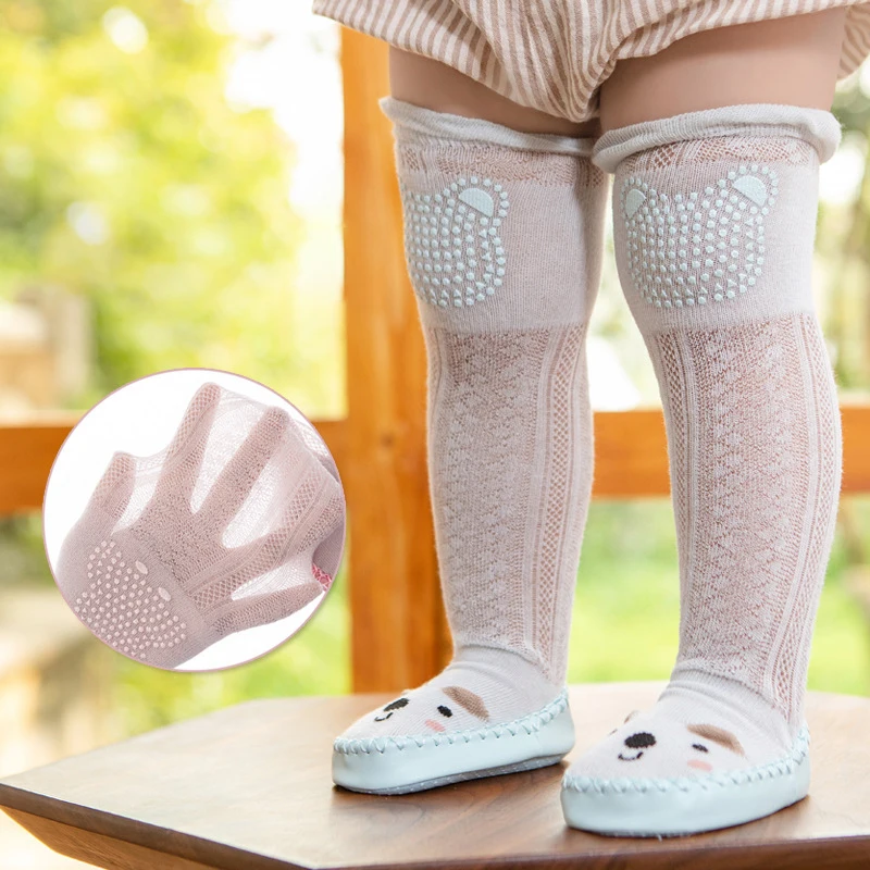 Toddler Indoor Socks Cotton Newborn Baby Girls Boys Knee High Socks Soft Anti Slip Floor Socks Shoes for Children Summer Socks