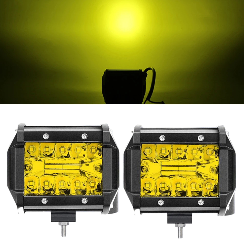 LED Work Light Amber Led Bar 12-24V Headlights Offroad LED Pods 4X4 Spotlights Driving Fog Lamp for Tractors Truck Motorcycle