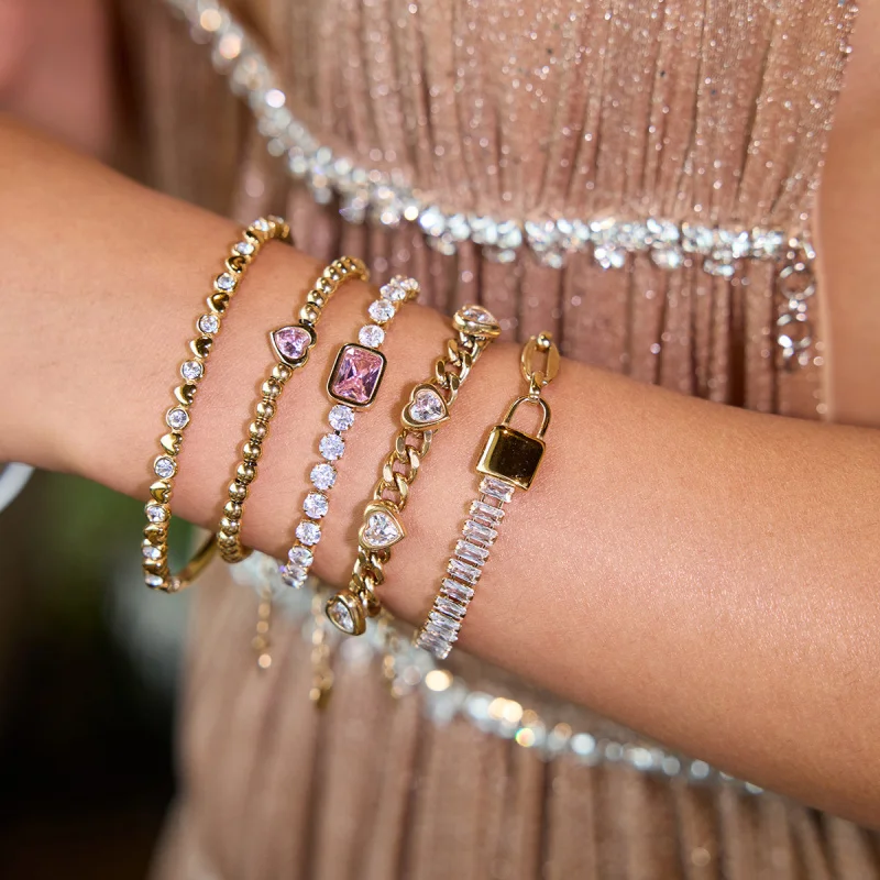 ضوء فاخر الأوروبية الأمريكية الزركون سوار التيتانيوم الصلب اليد مجوهرات غير يتلاشى المتخصصة