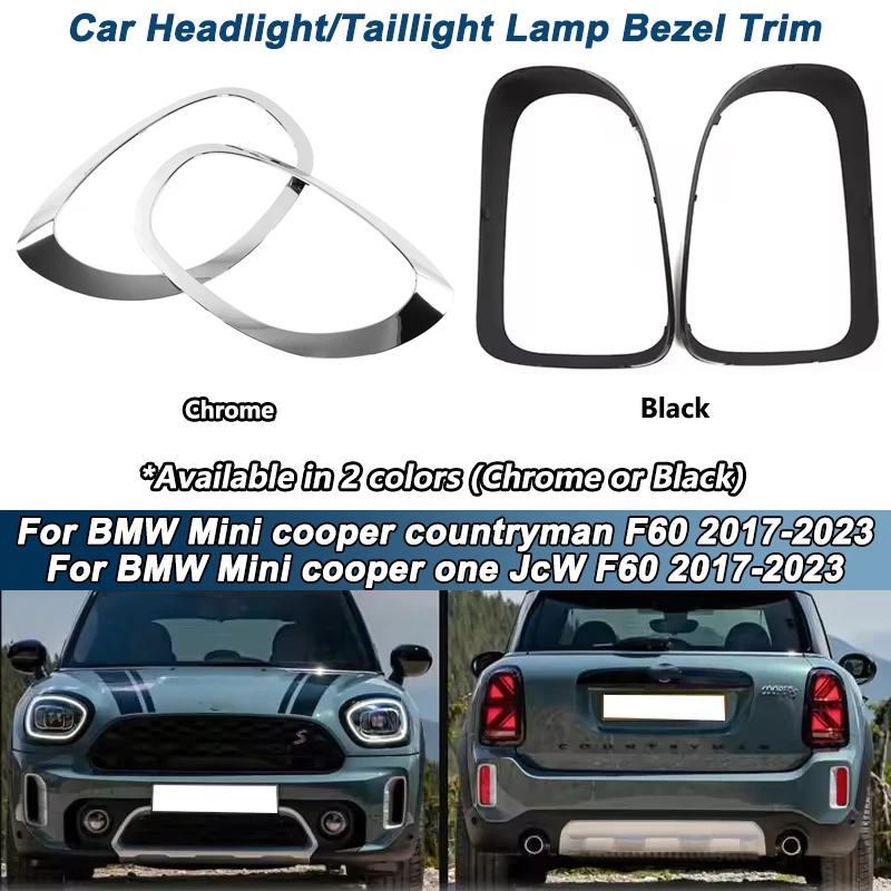 

Car Headlight/Taillight Cover Trim For BMW Mini Cooper One JCW/Countryman F60 2017-2019 Front/Rear Lamp Frame Headlamp Trim Ring