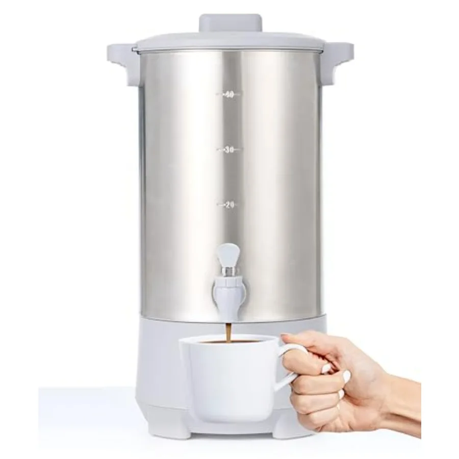 

45Cup Coffee Urn Commercial Grade Stainless Steel Percolate Coffee Maker Removable Filter Easy to Clean Hot Water Urn for Cater