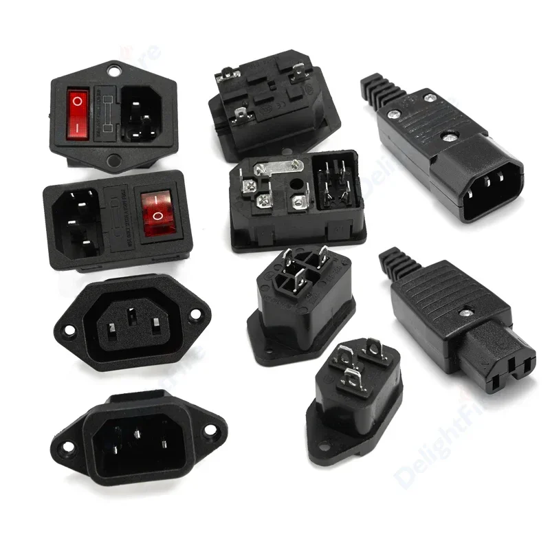 IEC C13 C14 Plug Adapter Replacemen 250V 10A Electrical Socket PDU UPS Rewirable Wiring Plug Battery Receptacle AC Outlet