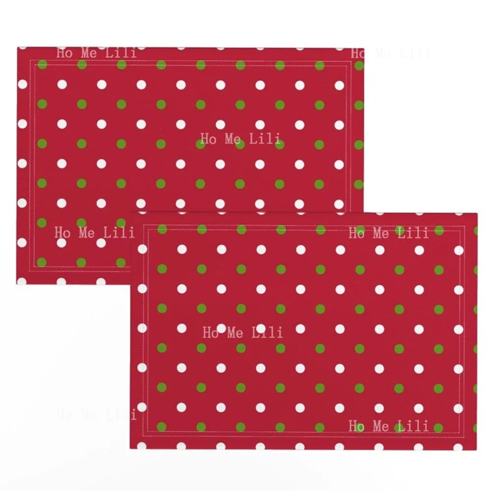 Christmas Placemat Multicolor Table Mat Red Polka Dots