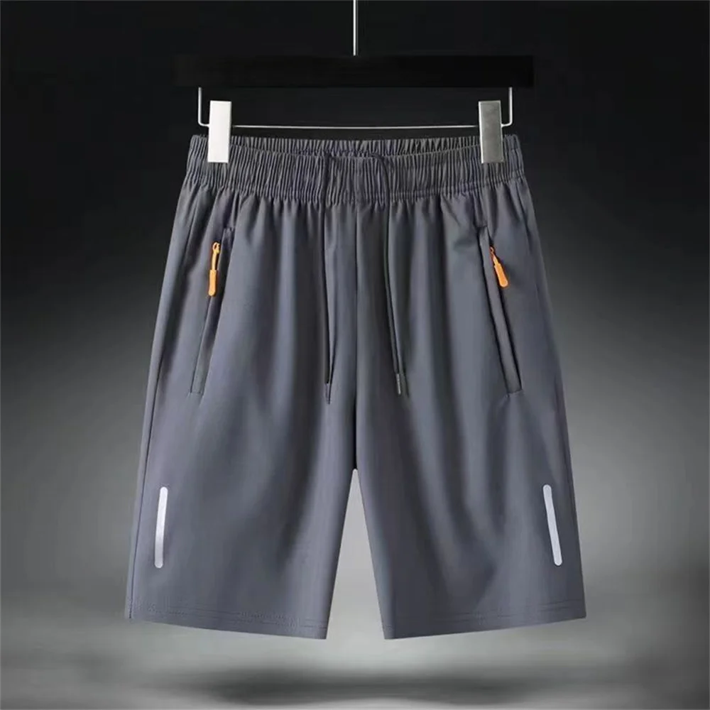 Herren Sommer ultra dünne Eis Seide Strand Casual Shorts Joggen Sport schnell trocknen männliche Reiß verschluss lose Fitness studio Sport kurze Hosen Jogging hose