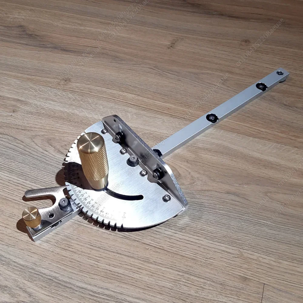 أدوات النجارة ذاتية الصنع مقياس ميتري دقيق 450 مم 0-60 ° منشار طاولة النجارة مقبض دفع الجمعية زاوية حاكم نشر حاكم #3