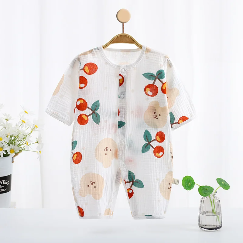 

Pure Cotton Baby Rer Summer Thin Cloth Air Conditioned Suit Boy's Spwear Floral Pattern round Ne Long Sve Regular ...