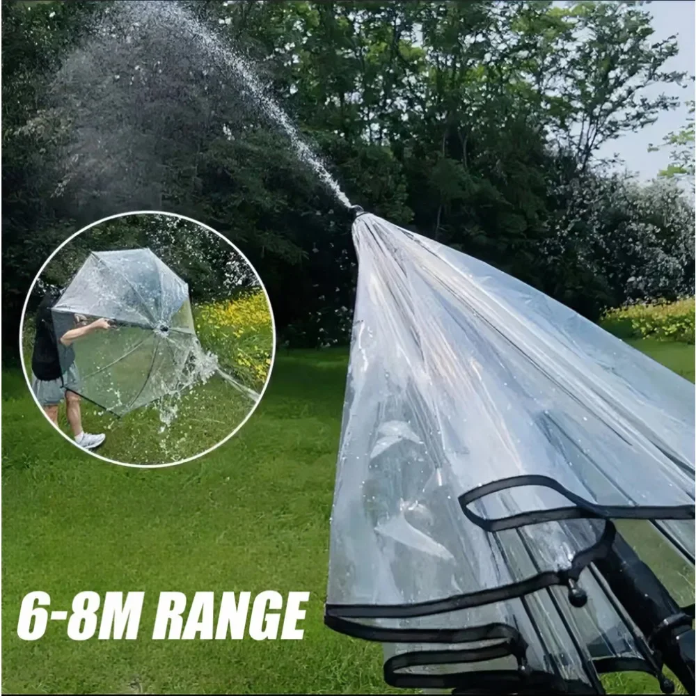 Summer Creative Transparent Umbrella Pulling Water Spray Gun Umbrella Outdoor Durable Water Gun Umbrella Toy Man Woman Party Toy