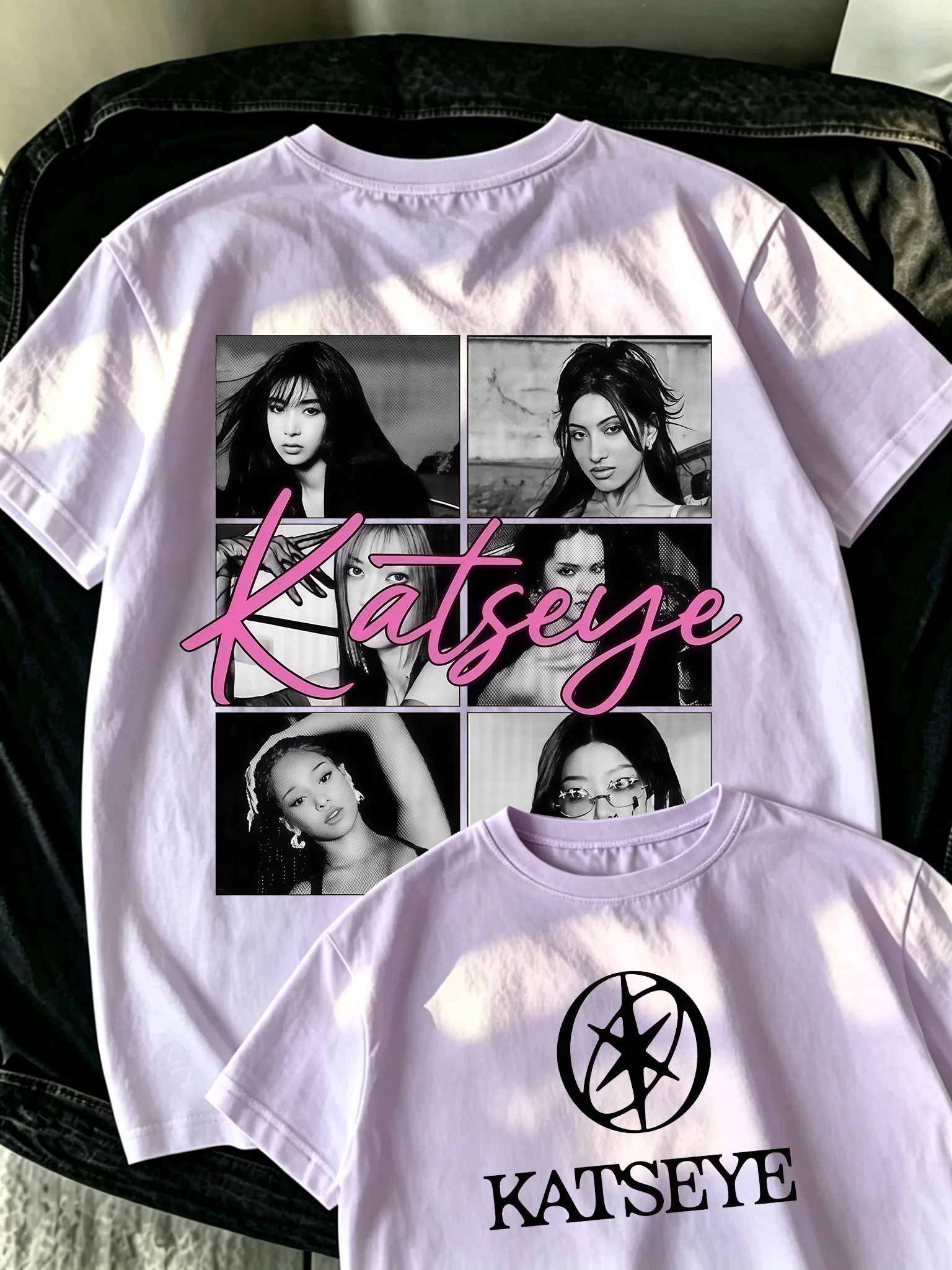 2026 Children's and Parental Clothing Style Korean Girl Group Katseye Printed Kids T-shirt Short-sleeved Fashionable Casual Tops