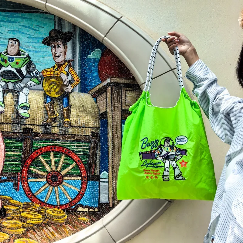 

Anime Kawaii Disney Toy Story Buzz Lightyear Sheriff Woody Pride Summer Embroidered Eco-Friendly Nylon Shopping Bag Girls Bag