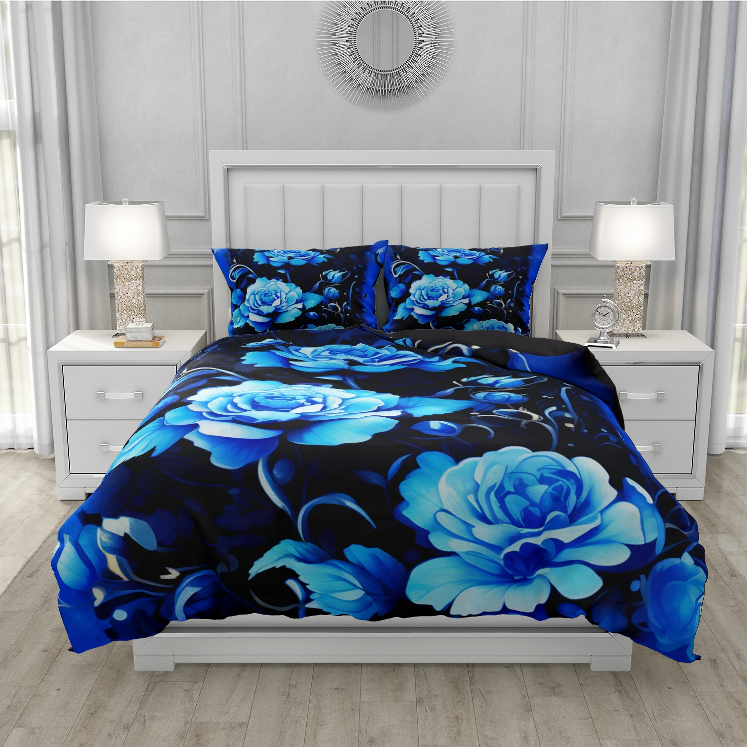 Blue Rose Bedding Set Qulit Cover 3d Floral duvet cover set Flower Comforter Cover Queen King Size Bed Linen 220x240 200x200