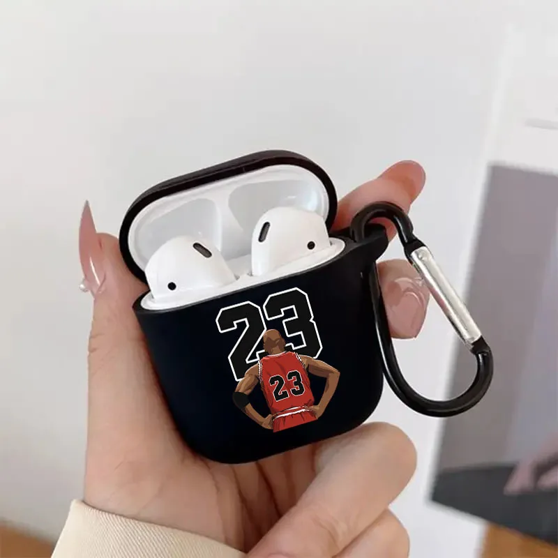 Basketball Fans Michael J Airpods Case Jersey 23 Black and White Earphone Cover for AirPods 2 3 Pro 2nd Case Gift for Boys