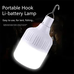 200W USB Rechargeable Light Bulb Outdoor Camping Bulb Portable Emergency Lighting Energy-saving High Power Tent With Hook Lamp