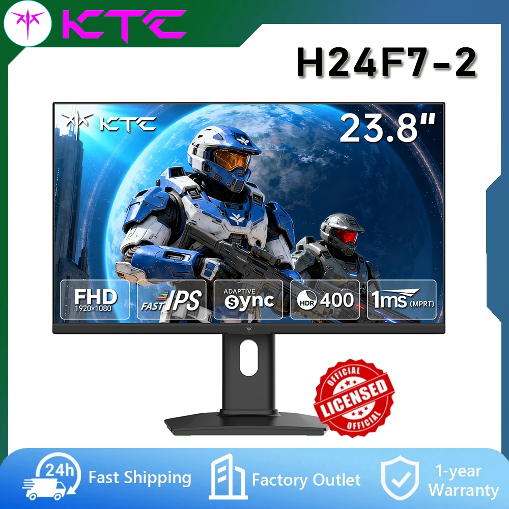 Monitor para juegos KTC H24F7-2, 24 pulgadas, 240 Hz, pantalla IPS de alta velocidad, resolución FHD 1080P, tiempo de respuesta de 1 ms