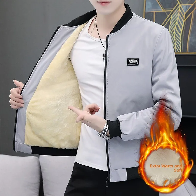 

Men's Casual ort Fce Lined Thiened Stand Collar Jaet Warm Outerwear Polyester Cotton Blend Winter Coat