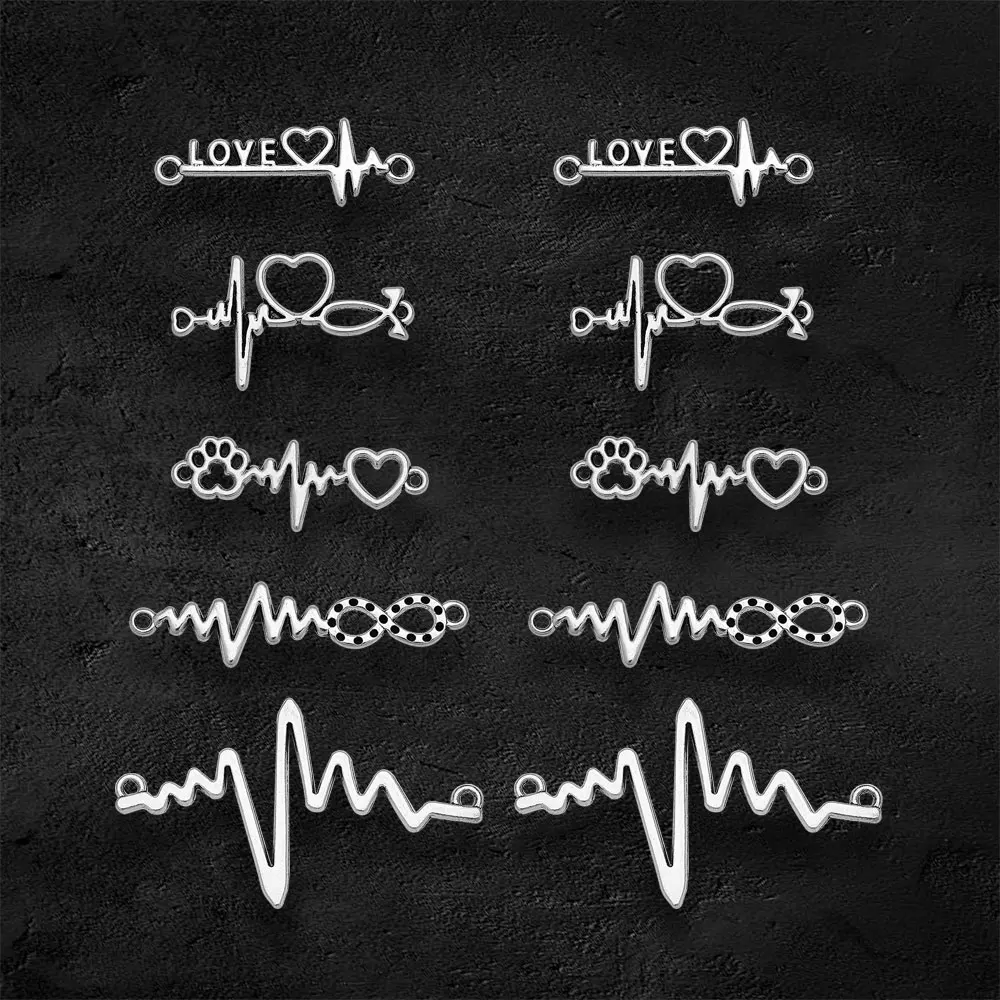 10-30pcs/lot Antique Heartbeat ECG Heart Rate Charms Infinity Love Pendants For Diy Jewelry Making Findings Craft Wholesale