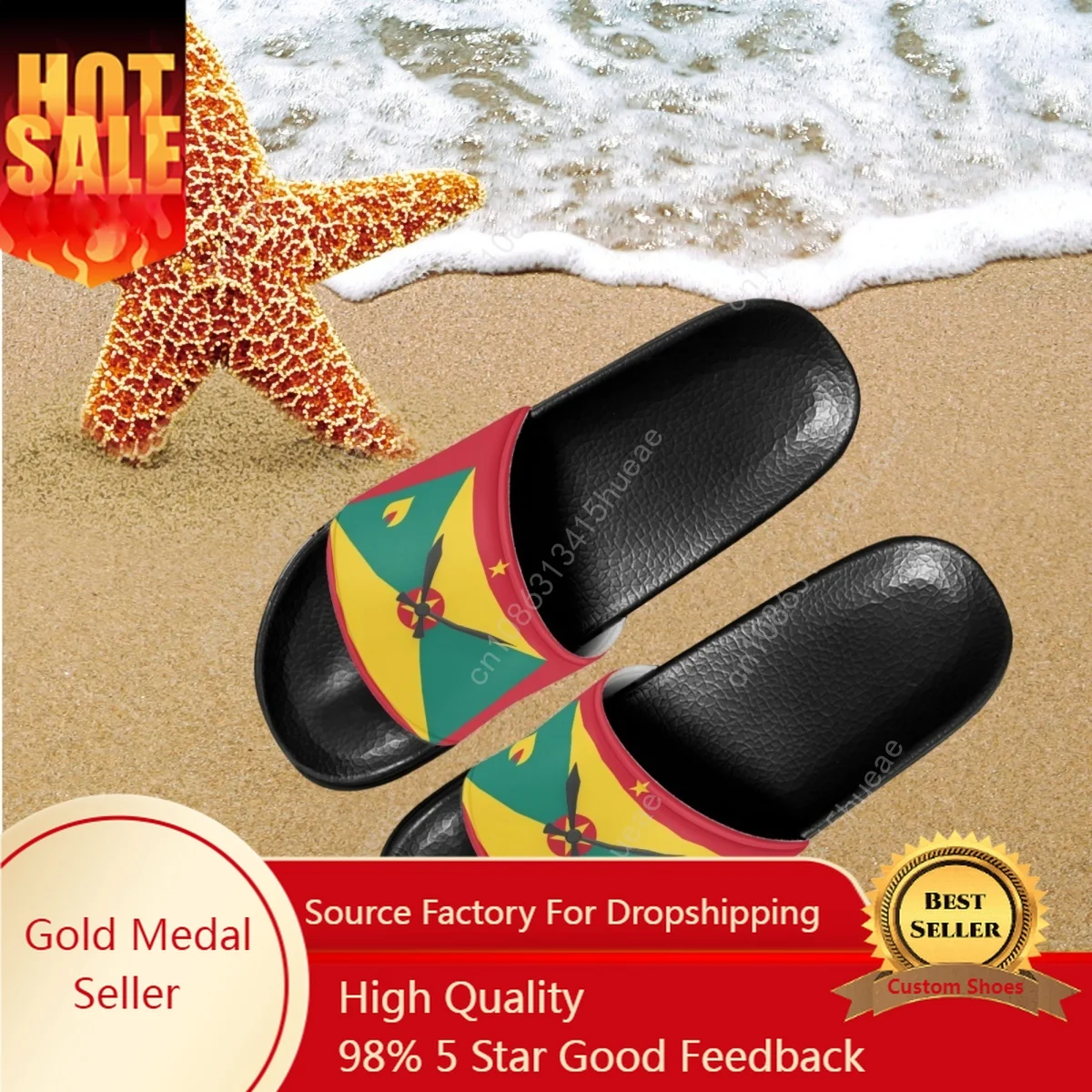 

Beach Slides 2023 Fashion Grenada Flag Design Comfortable Non Slip Women Home Slippers Casual Flats Summer Bathroom Zapatillas