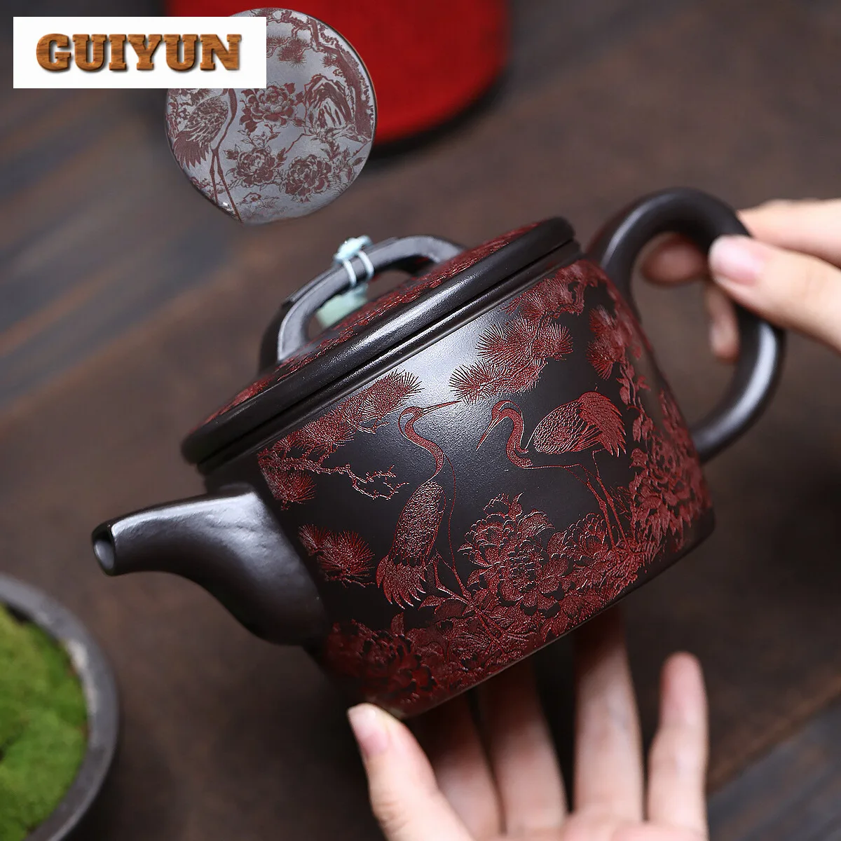 

520ml Yixing Purple Clay Teapots Handmade Crane Large Calibe Pot Raw Ore Stone Yellow Mud Tea Making Kettle Zisha Tea Set Craft