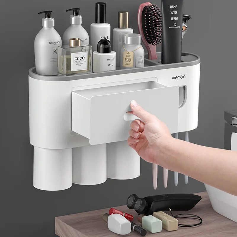 Creative and Convenient Single Cup Lazy Toothpaste Squeezer Toothbrush Storage Rack Bathroom Rinsing Cup Toothpaste Box Set