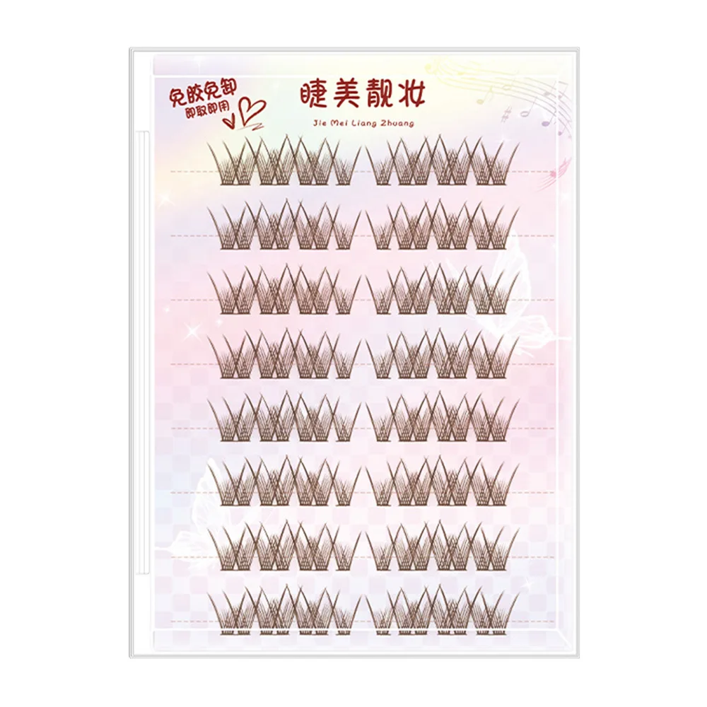 جديد الثعلب العين تأثير الذاتي لاصق العنقودية جلدة اضغط على لا حاجة الغراء مجزأة الرموش الطبيعية نظرة لينة رقيق مانغا جلدة