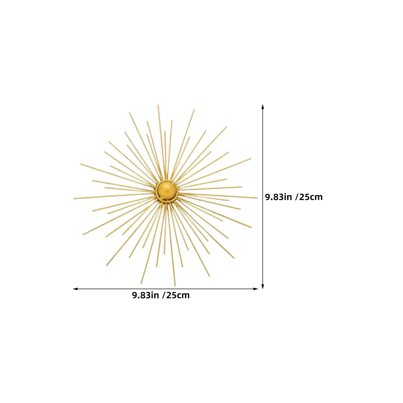 3Pcs Gold Metal Wall Hanging Sunburst Art Abstract Floral Dandelion Sea Urchin Sculpture Set Modern Mid Century Living Room