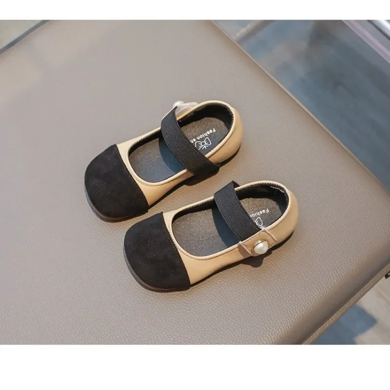 Girls Mary Janes Shoes Fashion Kids Moccasin Shoes Color Matching Children Pearls Princess Shoes Spring Autumn Fashion 2024