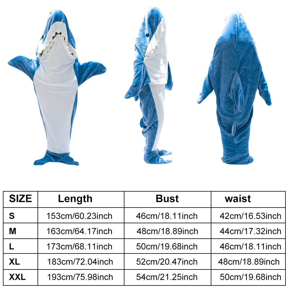 Shark Schlafsack Schal Mit Kapuze Flanell Decke Homewear Kleidung Cartoon Pyjamas Büro Nickerchen Tier Overall Für Kinder Erwachsene