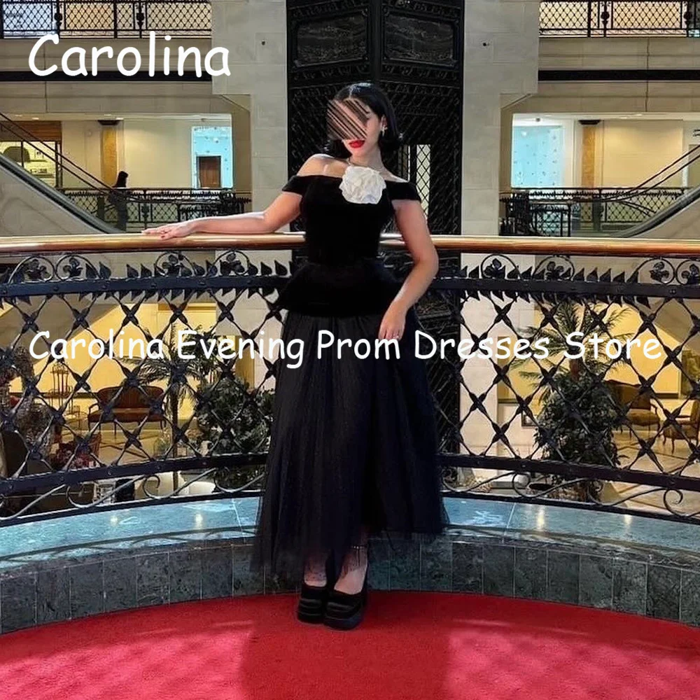 Carolina Tulle A-line Off-the-shoulder Ankle Length Luxury Prom Gown Evening Formal Elegant Pretty Party Dress for Women 2023