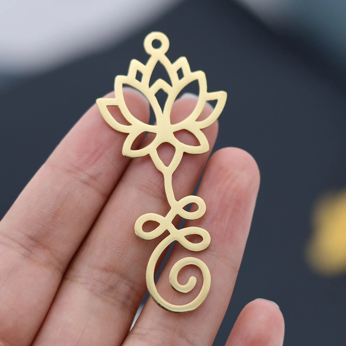 3PCS Exquisite Lotus Unalome Yogo Stainless Steel Pendant Charms for Jewelry Making Necklace Earrings Spiritual Amulets Craft