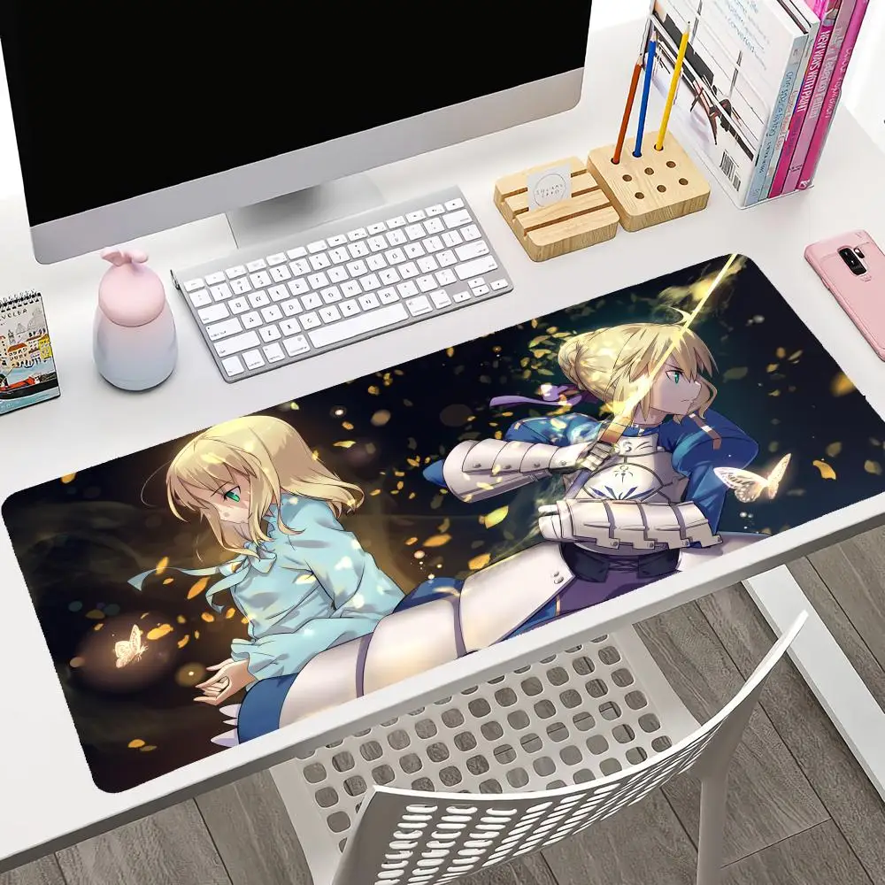 Anime Girl Saber Fate Stay Night Mousepad Large Gaming Mouse Pad LockEdge Thickened Computer Keyboard Table Desk Mat