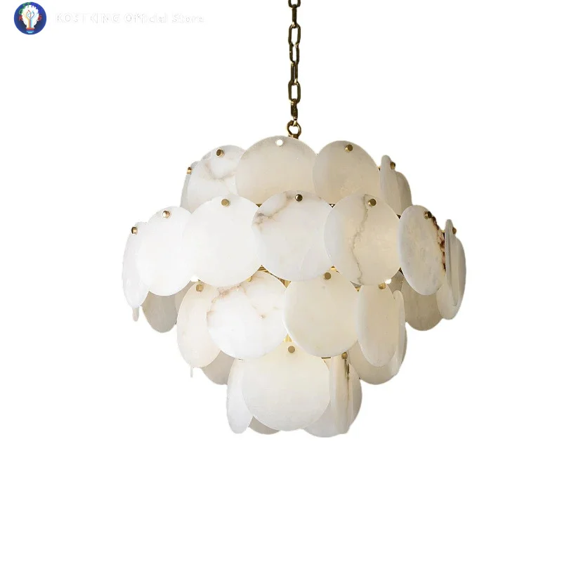 

Spanish Natural Marble Ceiling Hanging Lamp Marble Brass Light Fixture LED Lustres Luxury Home Decor Black Chandelier 2025