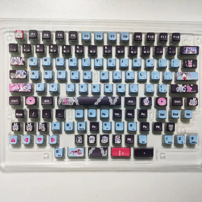 

Hatsune Miku, окружающая серия с кроличьими отверстиями, светопропускающая колпачок из ПБТ + ПК, колпачок для клавиатуры с поперечной осью, 199 шт.