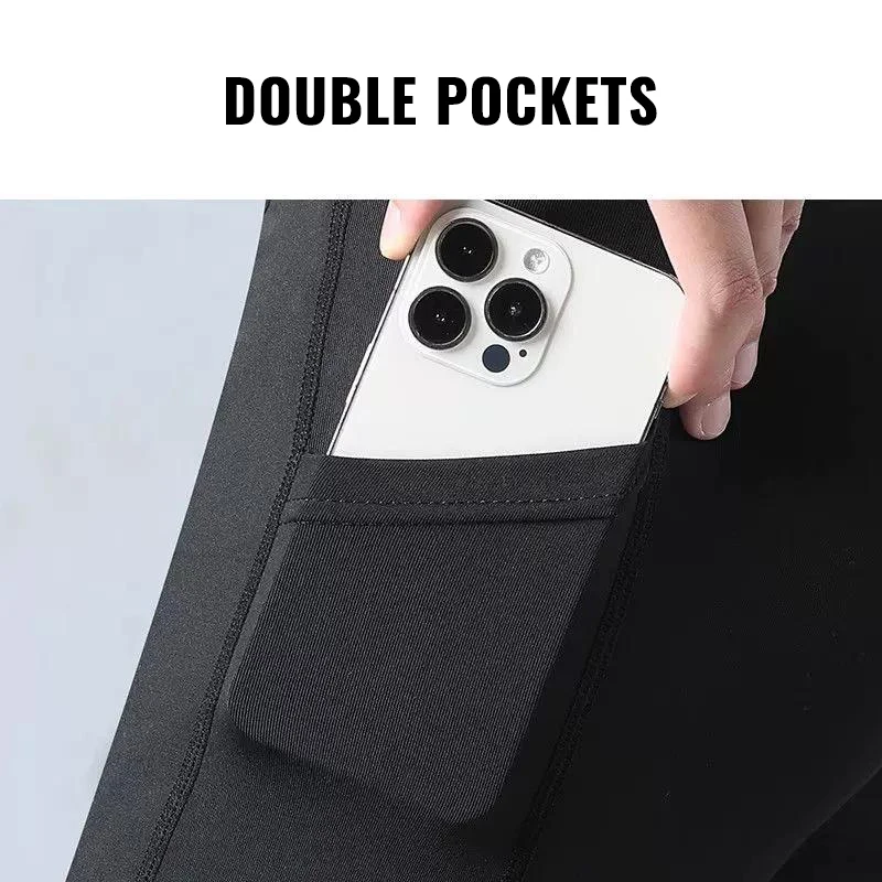 Compression Pant Men Training Gym Leggings with Pockets Running Tights Fitness Basketball Jogging Workout Trouser Polyester