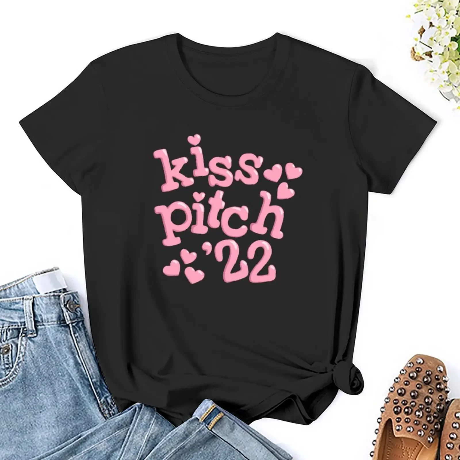 Kiss Pitch-Large T-Shirt Esthetische Kleding Vintage Kleding Top Vrouwen