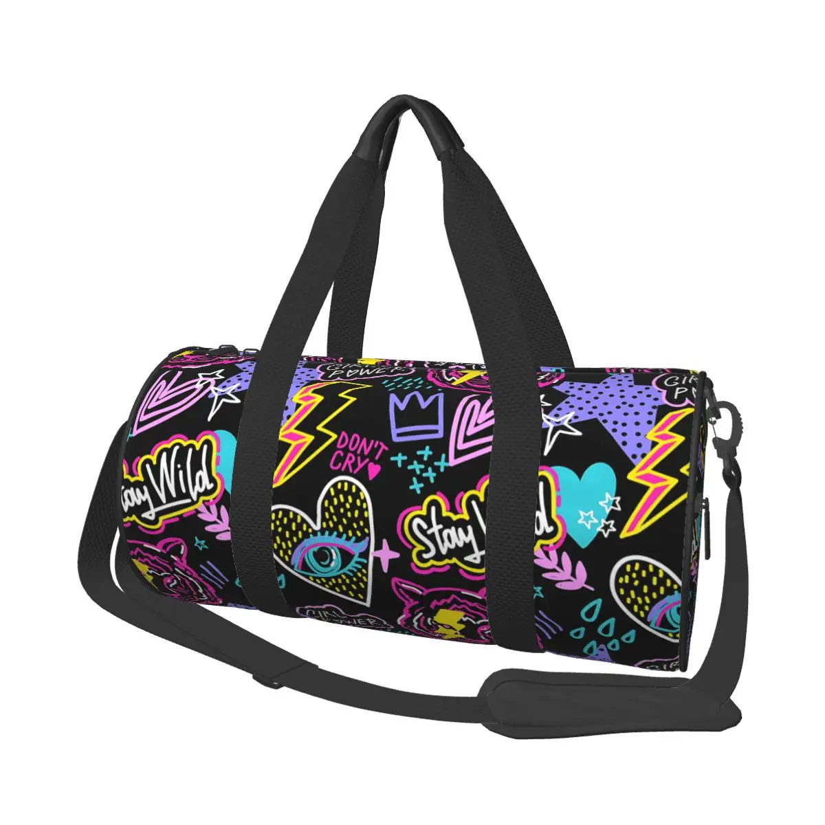 

Round Large Capacity Travel Duffel Bag Heart-Tiger-Eyes Tote Large Capacity Weekender Gym Sport Holdall
