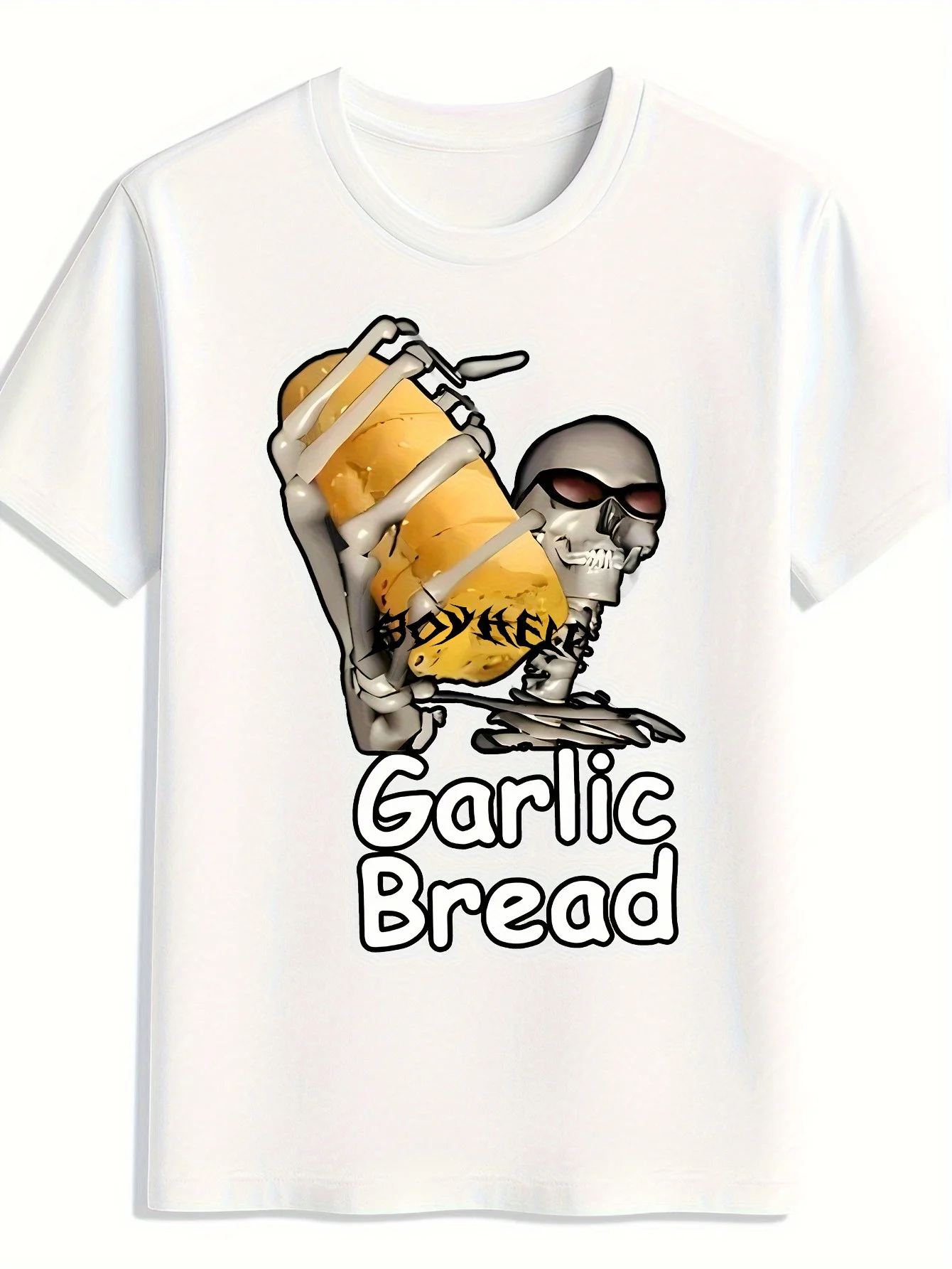 الهيكل العظمي الخبز الجرافيك طباعة الصيف الخريف الشتاء الرجال والنساء قصيرة الأكمام تي شيرت عادية فضفاض في الهواء الطلق الشارع الموضة