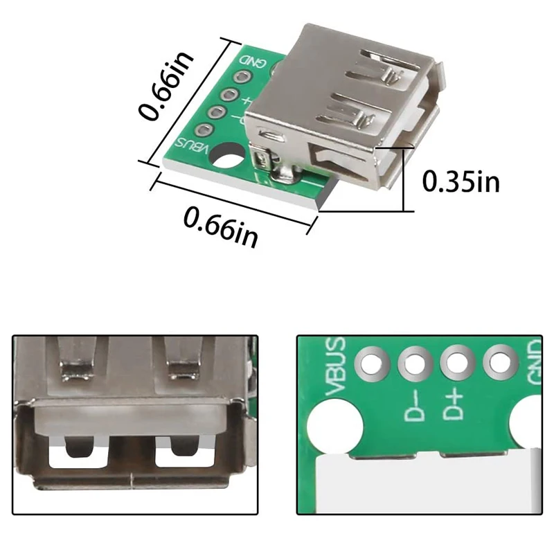 12Pcs Mini USB to DIP Adapter Board USB Type  Male Plug to DIP Converter Board 4 Pins DIP 2.54mm Pitch for DIY USB Power Supply