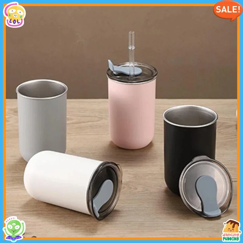 Isolierte 300-ml-Kaffeetasse, auslaufsicherer Thermobecher aus Edelstahl im minimalistischen Stil, geeignet für Saft, Tee, Wasser und Eisgetränke