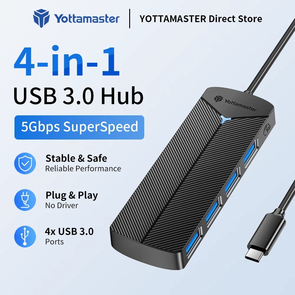 Yottamaster 5Gbps 4-em-1 USB3.0 Hub Adaptador USB HUB Dock de Expansão Ultrafino OTG Tipo C para PC iOS Acessório de Computador