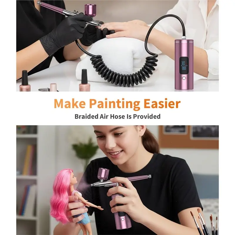 AT51-Kit Airbrush Set With Cordless Airbrush For Nails, Air Compressor Included For Models/Shoes Cakes/Hair,For Painting
