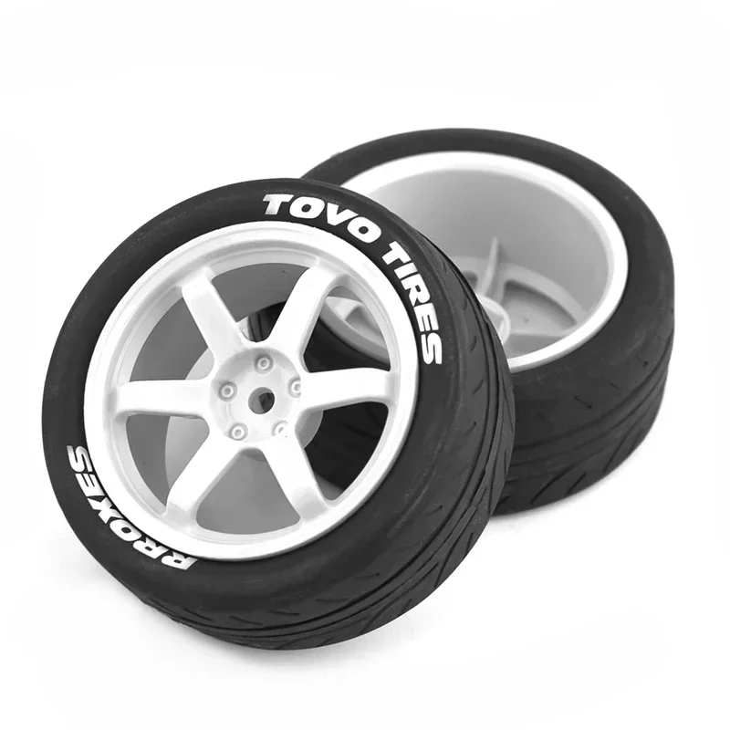 

4PCS 1/10 RC Racing Car Tires On Road Touring Drift Car Tyre Wheel For Tamiya TT01 TT02 TA06 XV-01 PTG-2 Accessories Parts White