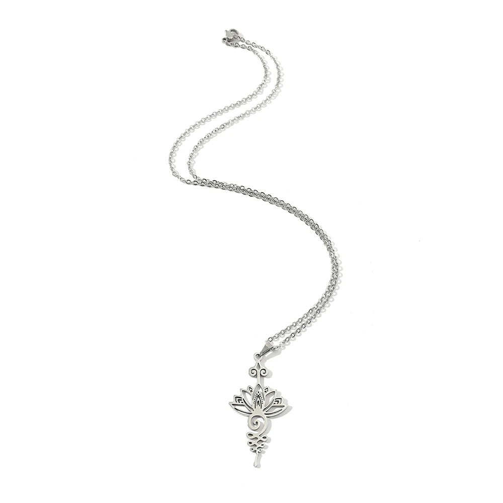 1PC elegant stainless steel lotus symbol fashionable and minimalist flower pendant necklace suitable for women's daily wear